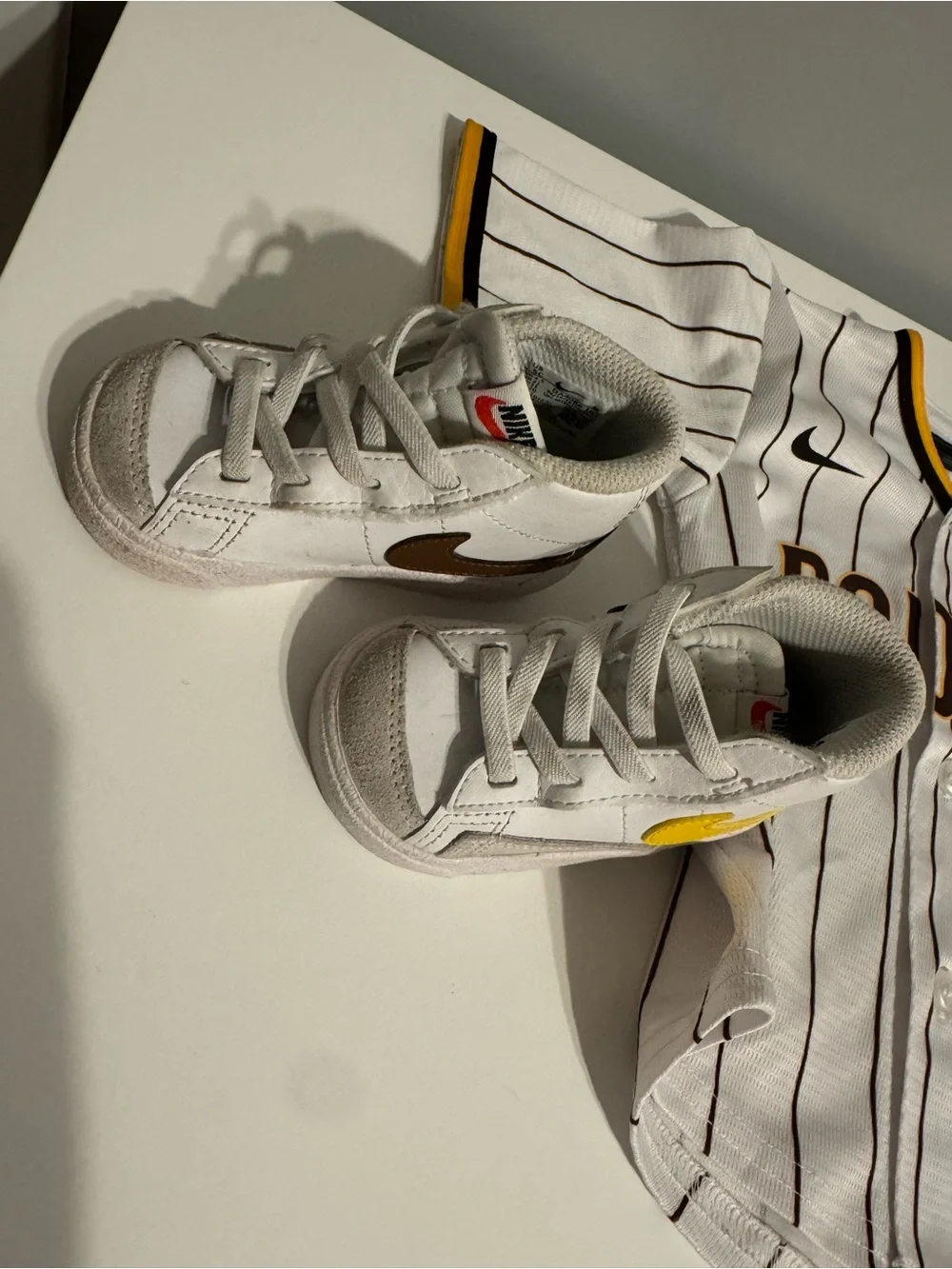 Nike Kids Padres Jersey with matching Nike Blazer shoes